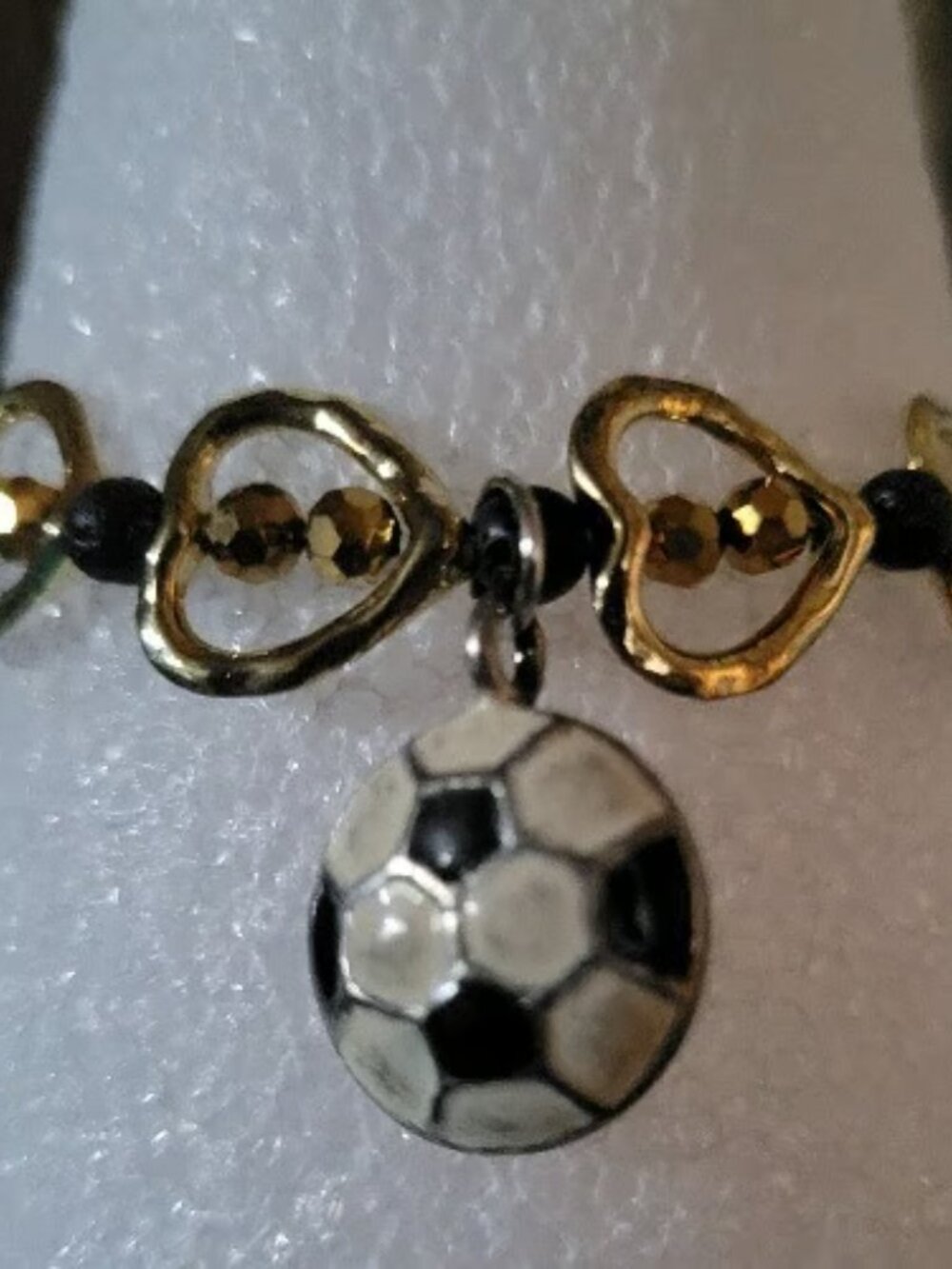Lovely Gold Heart Shaped Elastic Wrist Wrap with Soccer Ball Charm